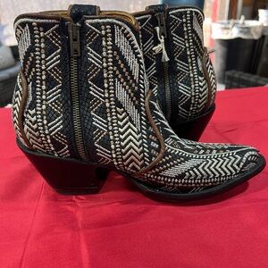 Old Gringo Black and White Patterned Ankle Boots
